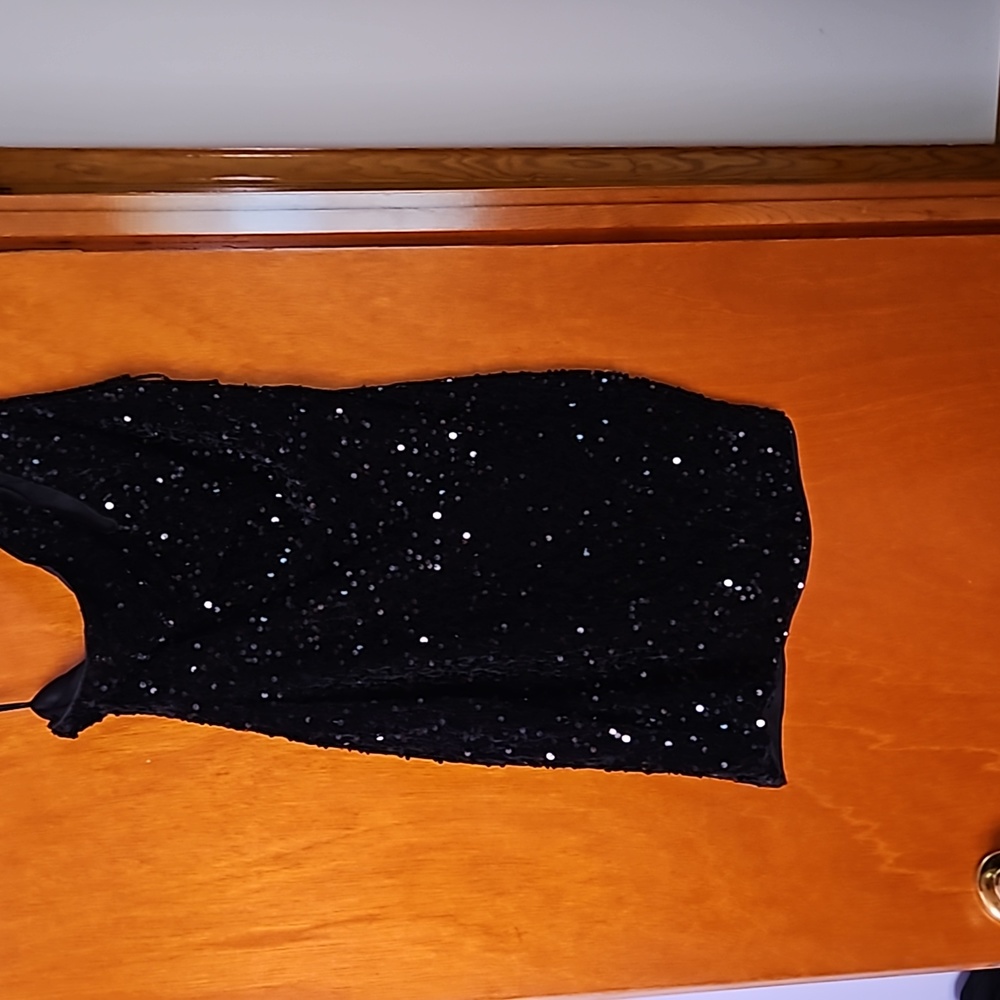 Black velvet sequin off the shoulder dress